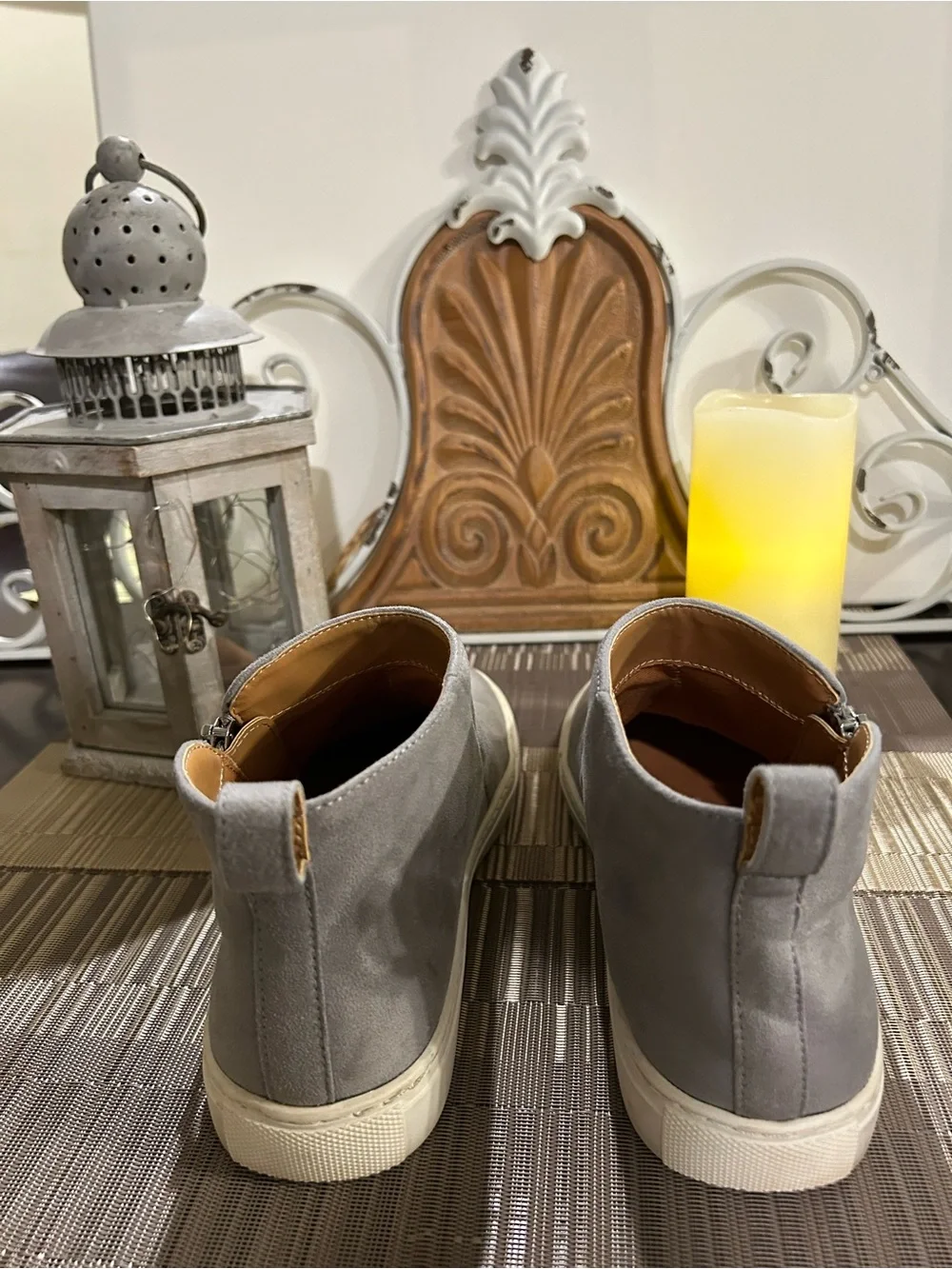 Men's Casual Gray Suede Zip-Detail Sneaker Boot